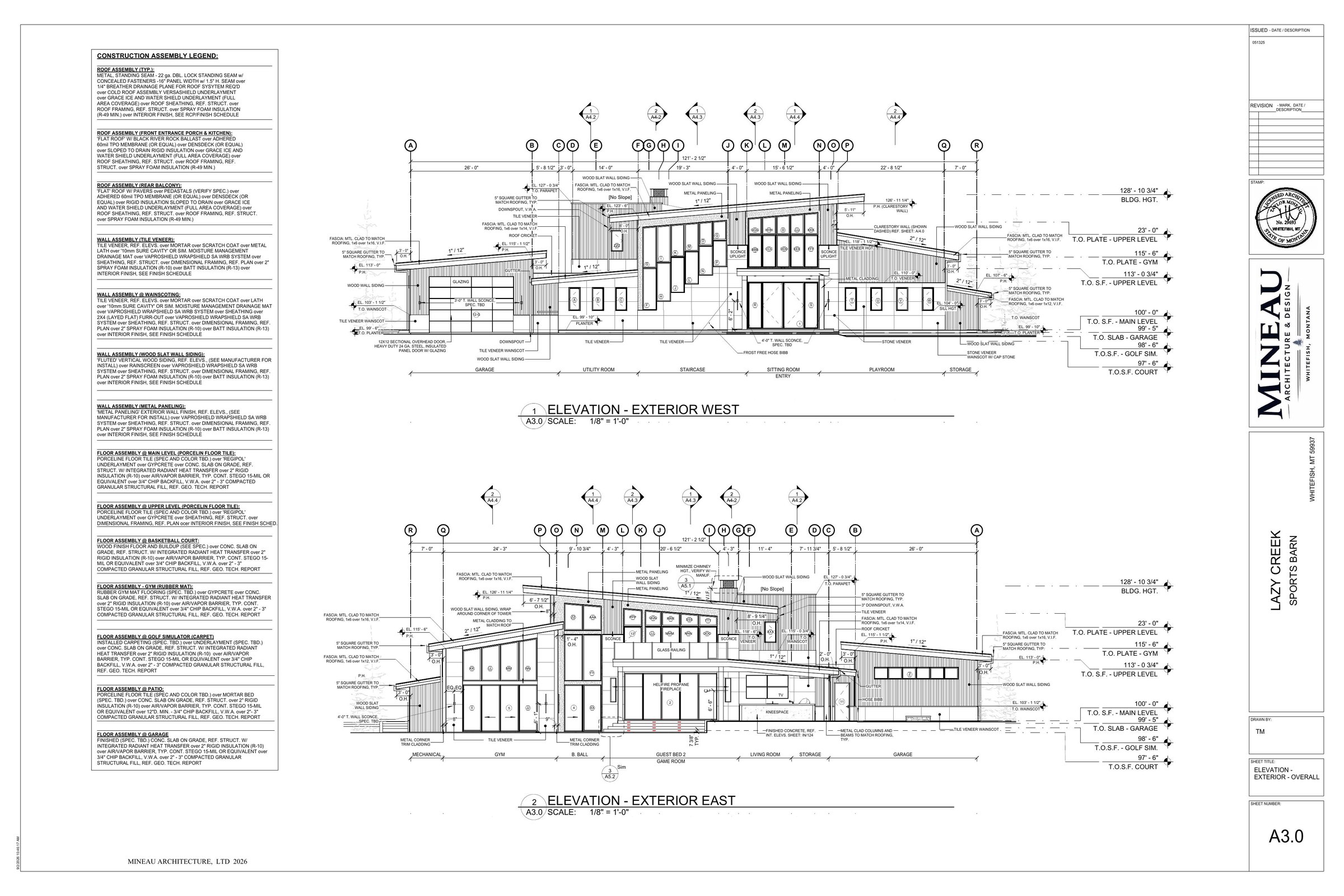 Construction elevations prepared for pricing, permitting, and building
