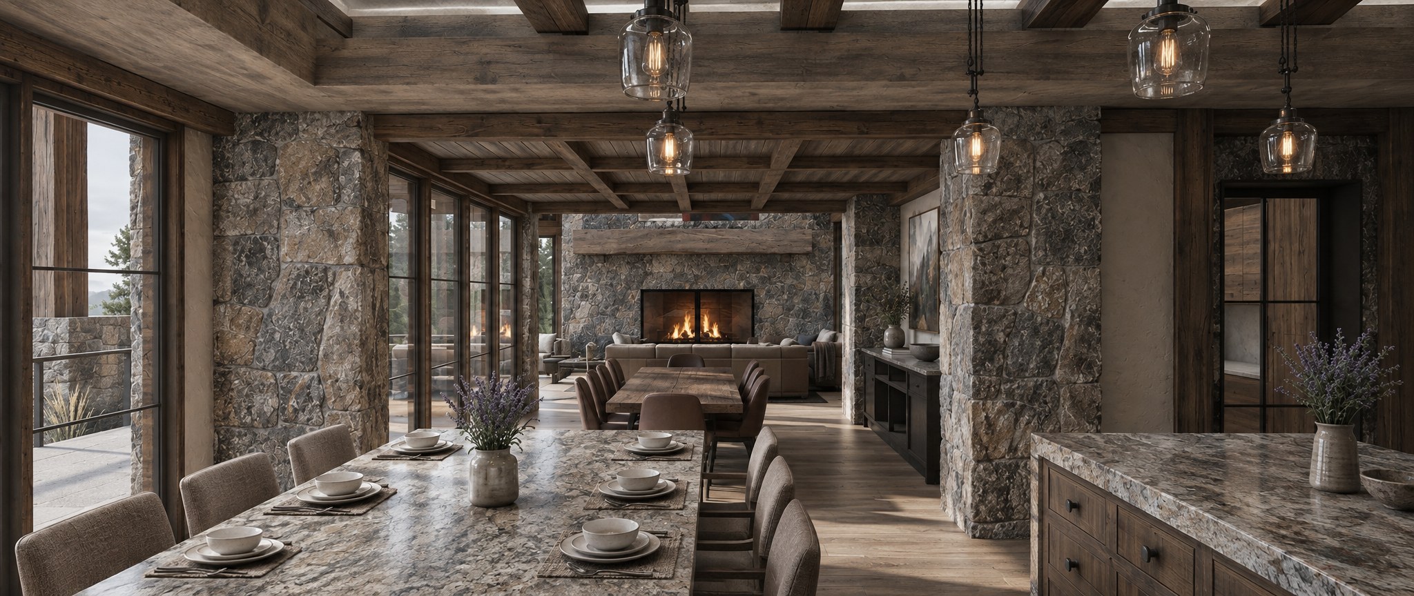 Eagle Rock — kitchen, dining, and great room